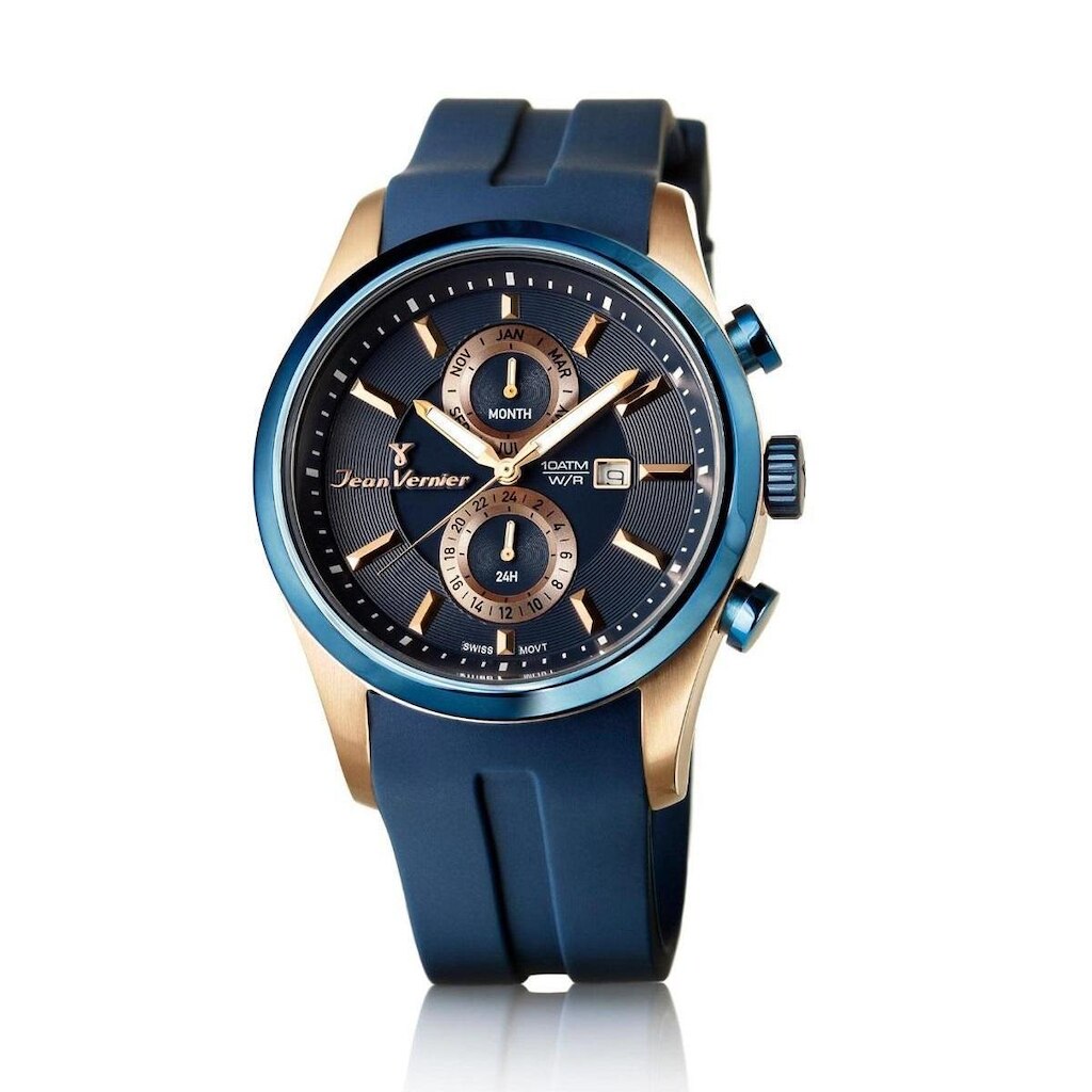 Relógio Jean Vernier Pulseira Silicone ATM Unissex Moderno