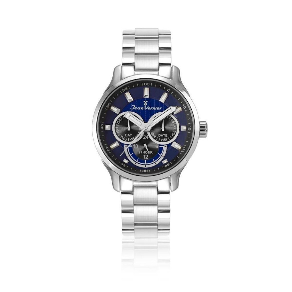 Relógio Jean Vernier Vidro Cristal Mineral Caixa Aço Casual