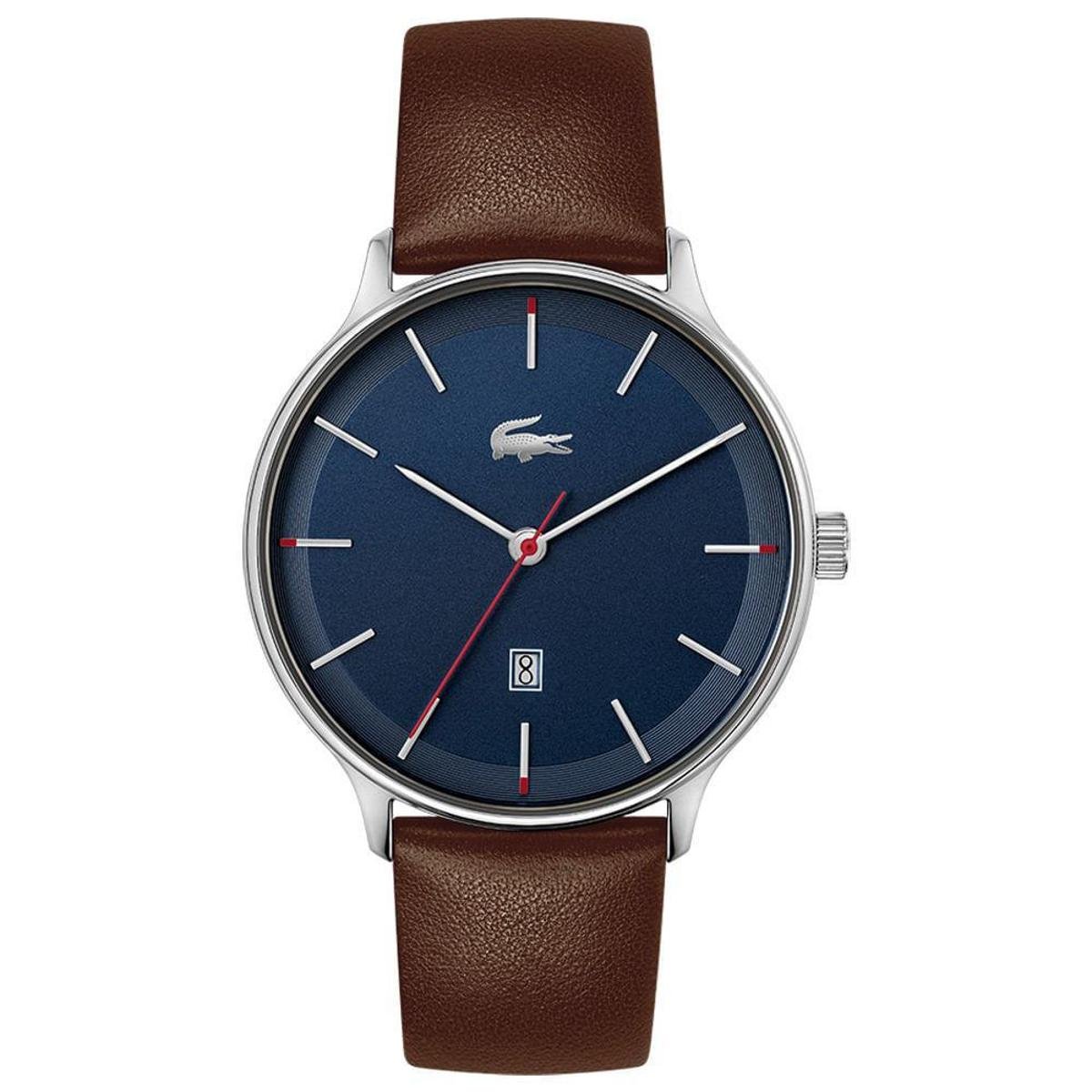 Relógio Lacoste Masculino Couro Marrom 2011223 - Marrom Menor preço em Relógio Lacoste Masculino Couro Marrom 2011223 - Marrom