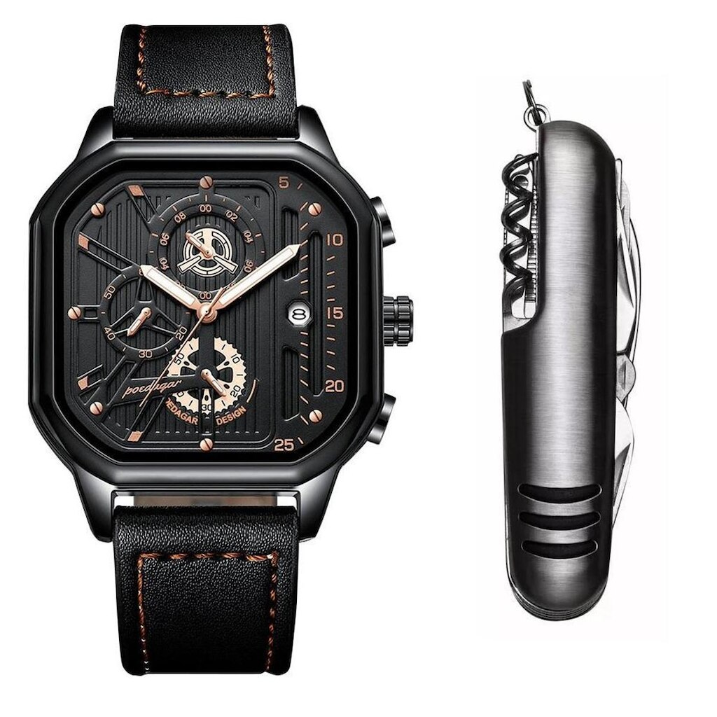 Relógio Masculino Casual Cronógrafo Pulseira Couro Acessório