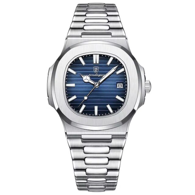 Relógio Masculino Casual Luxo Prateado Aço Inox Analógico