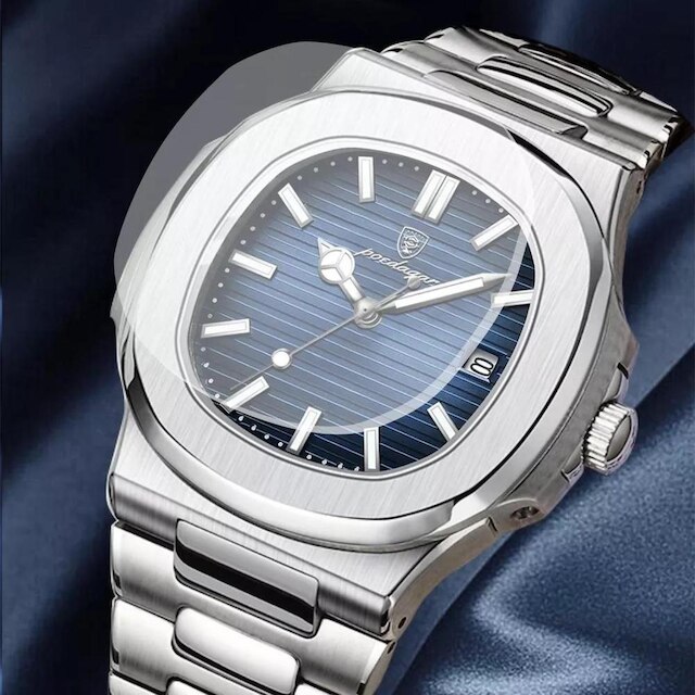 Relógio Masculino Casual Luxo Prateado Aço Inox Analógico