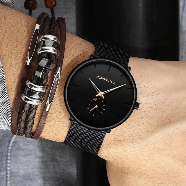 Relógio Masculino Casual Luxo Ultra Fino + Bracelete Metal