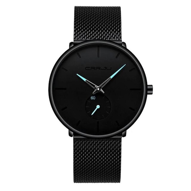 Relógio Masculino Casual Metálico Luxo Ultra Fino Aço Inox
