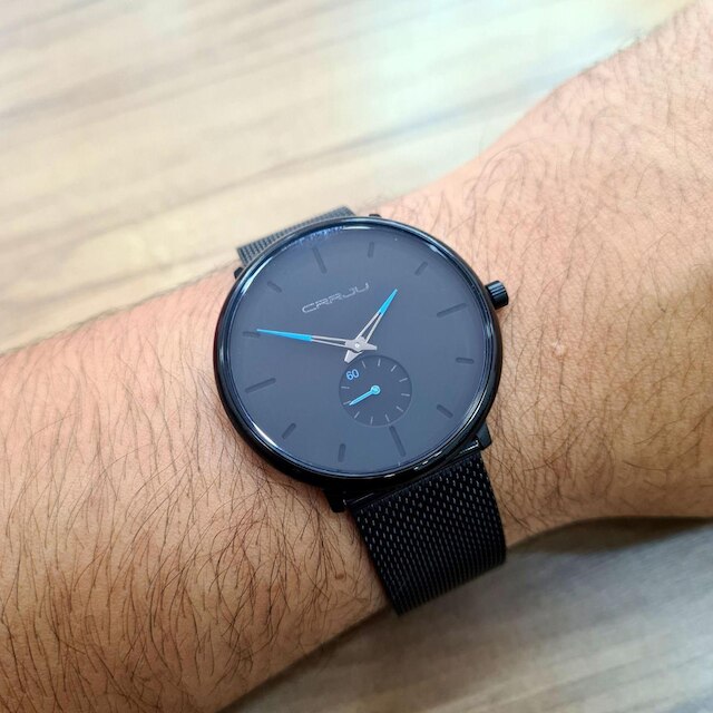 Relógio Masculino Casual Metálico Luxo Ultra Fino Aço Inox