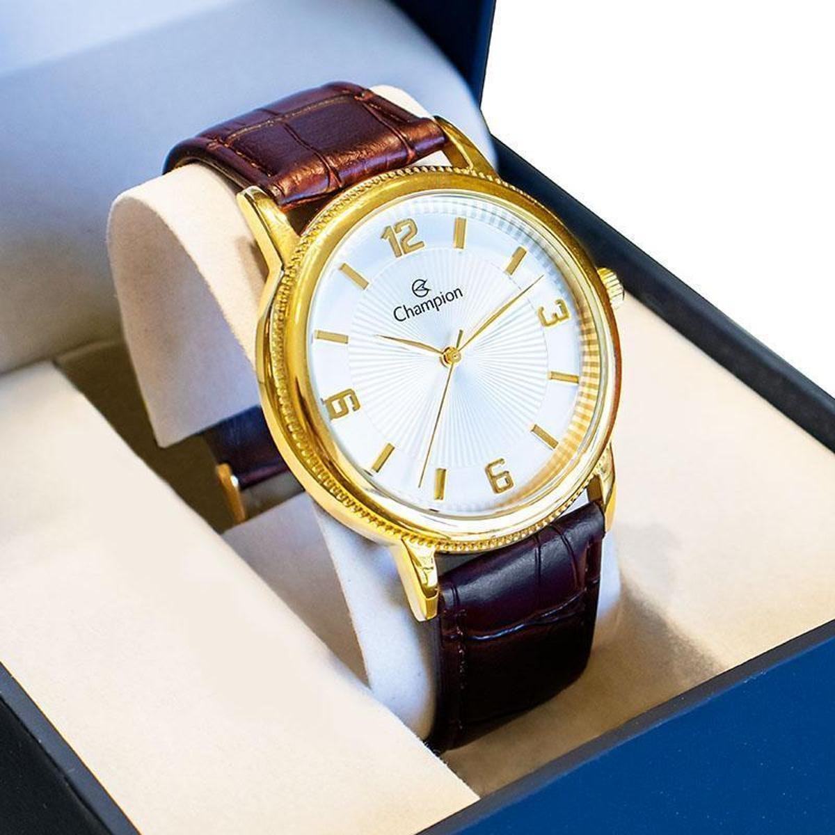 Relógio Masculino Champion Couro CN20408S - Marrom Menor preço em Relógio Masculino Champion Couro CN20408S - Marrom