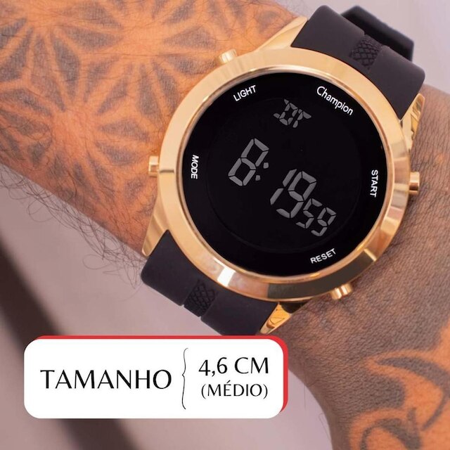 Relógio Masculino Champion Digital Dourado Silicone CH40259B