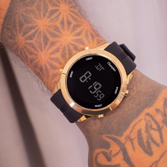 Relógio Masculino Champion Digital Dourado Silicone CH40259B