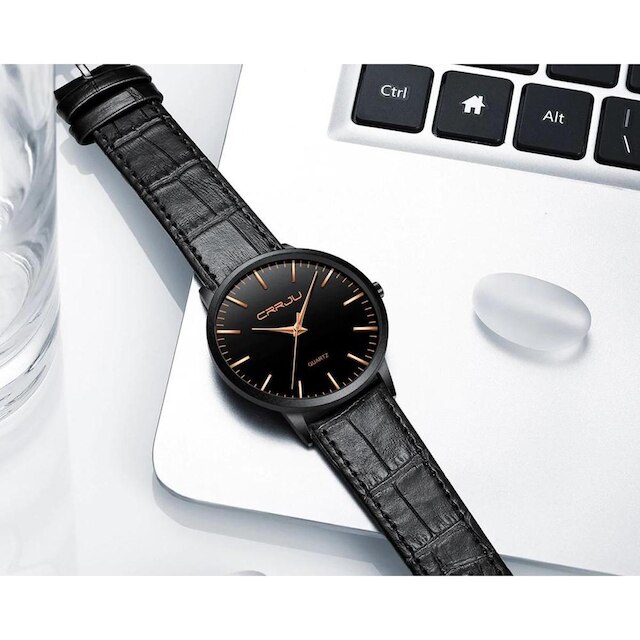 Relógio Masculino CRRJU Casual Ultra Fino + Pulseira Metal