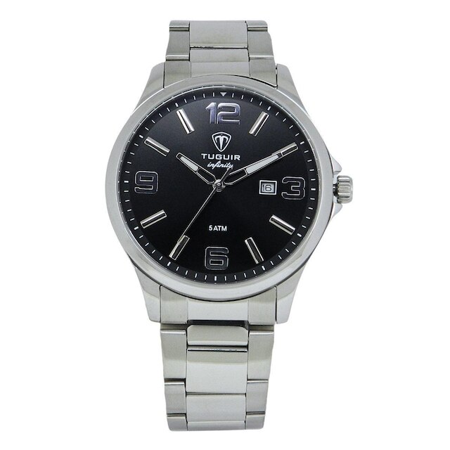 Relógio Masculino de Aço Tuguir Analógico Infinity TGI37208 Prata e Preto