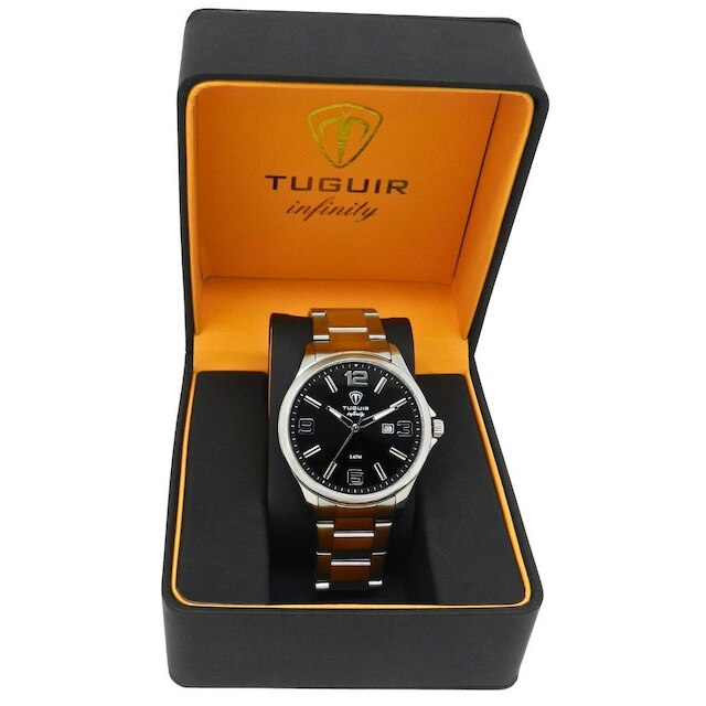 Relógio Masculino de Aço Tuguir Analógico Infinity TGI37208 Prata e Preto