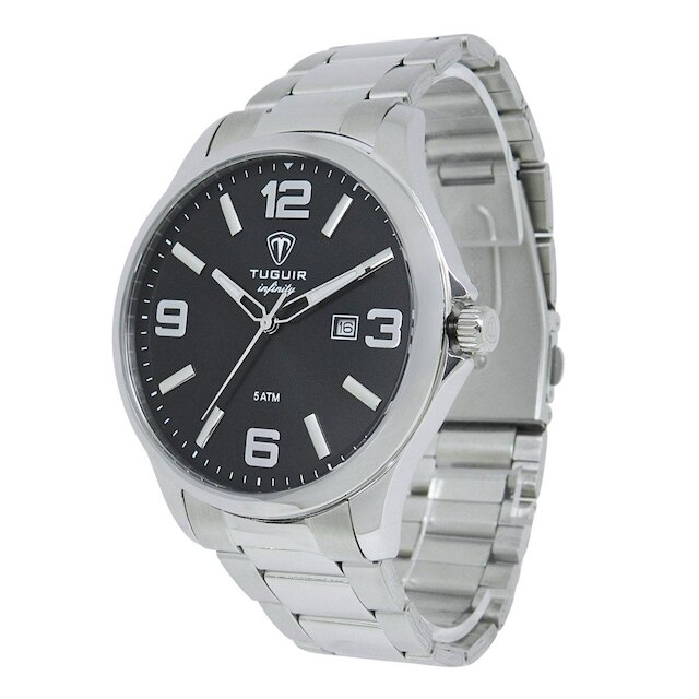 Relógio Masculino de Aço Tuguir Analógico Infinity TGI37208 Prata e Preto