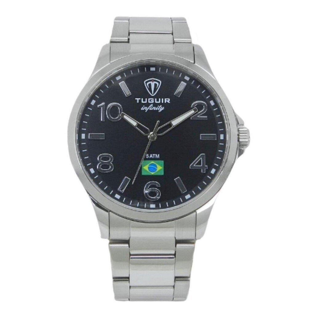 Relógio Masculino de Aço Tuguir Analógico Infinity TGI37225 Prata e Preto