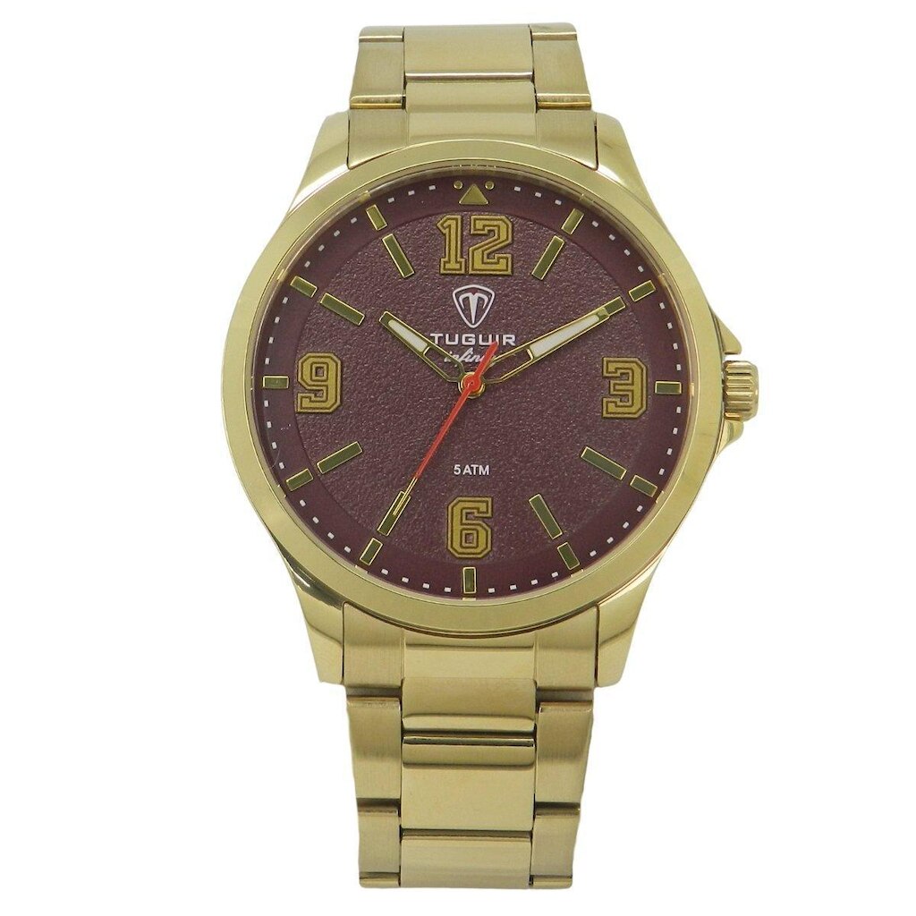 Relógio Masculino de Aço Tuguir Analógico Infinity TGI37242 Dourado e Vermelho