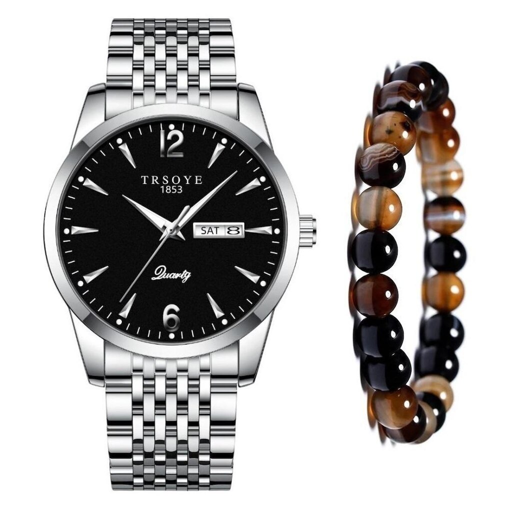 Relógio Masculino De Luxo Social Casual Analógico + Pulseira