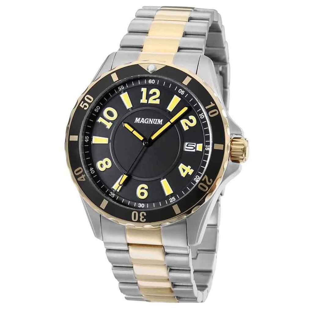 Relogio Masculino Magnum Analógico MA34521P Prata-Dourado Aço
