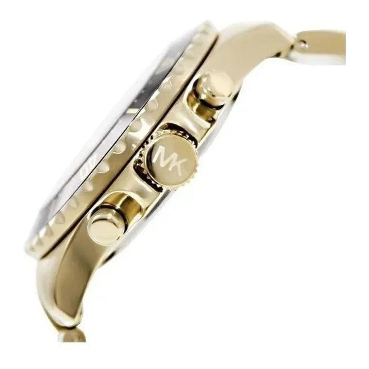 Relógio Masculino Mk8267 Chronógrafo Gold Cronograph 45mm - Dourado ...