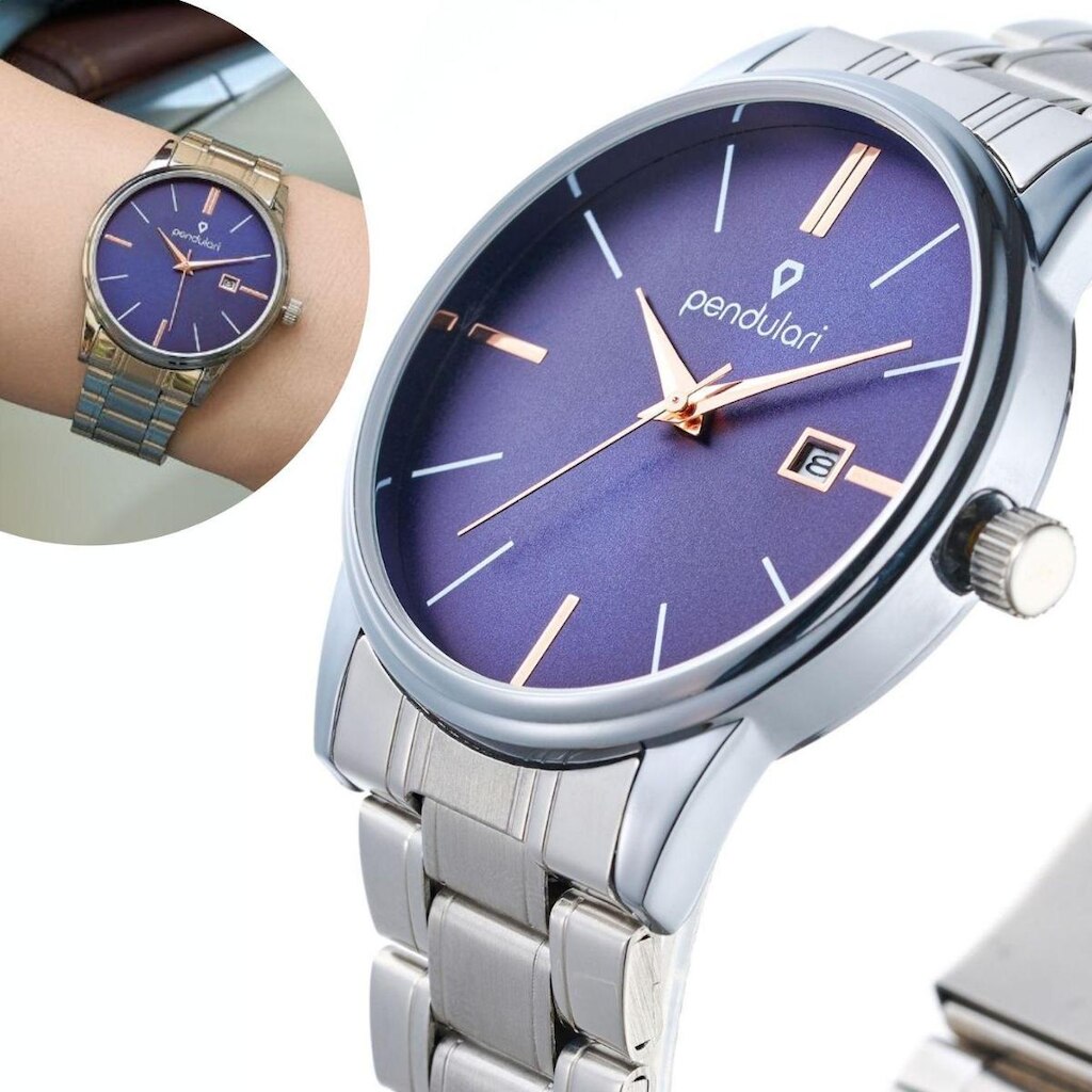 Relógio Masculino Pendulari Atlas Prateado Pulseira de Aço
