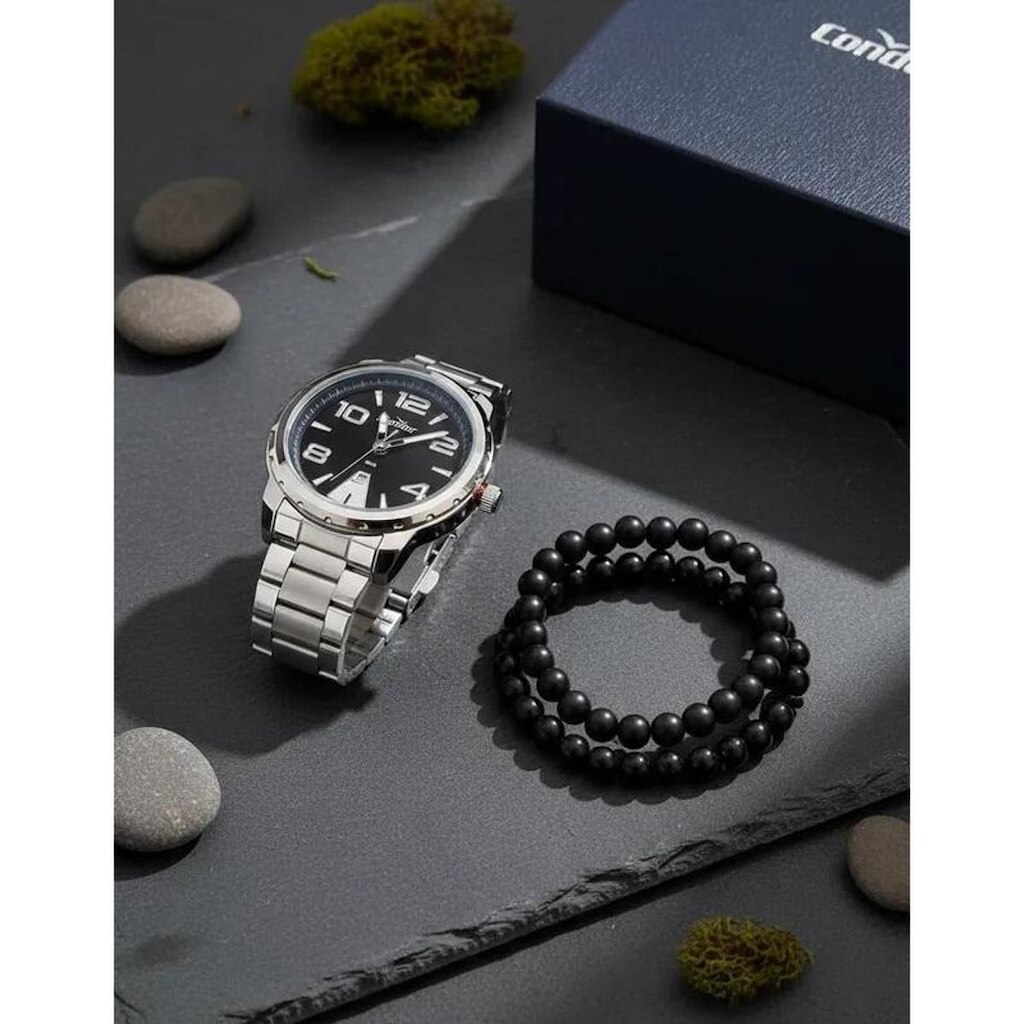 Relogio masculino prata fundo azul speed 48mm  Condor original CO2115MYK/K4A