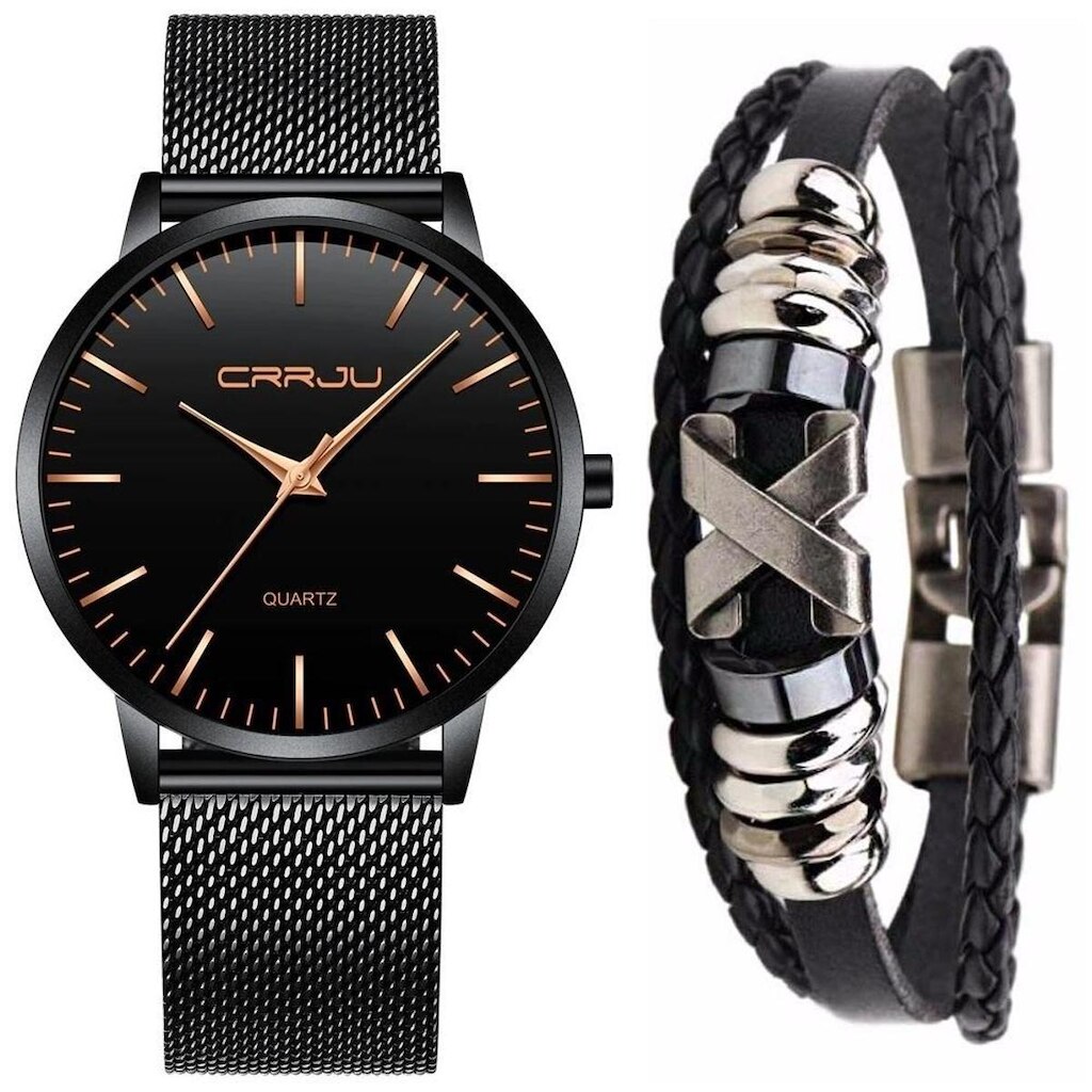 Relógio Masculino Social Ultra Fino De Luxo + Pulseira Metal