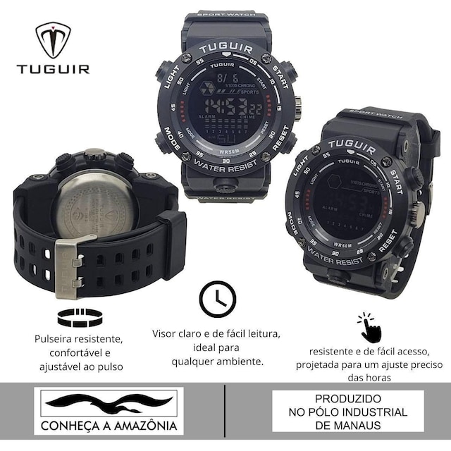 Relógio Masculino Tuguir Digital TG30406 Preto