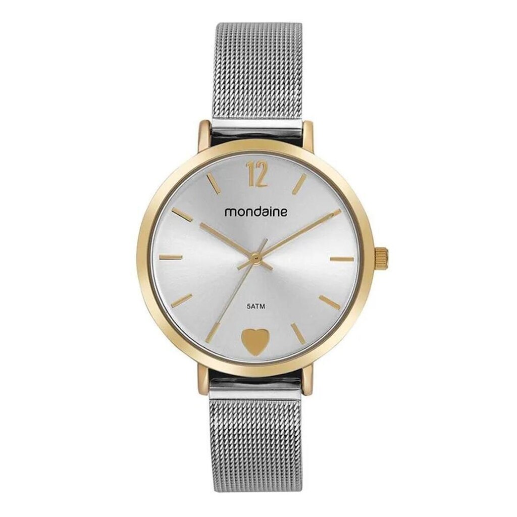 Relógio Mondaine Feminino Malha de Prata Gold 32848LPMVBE1