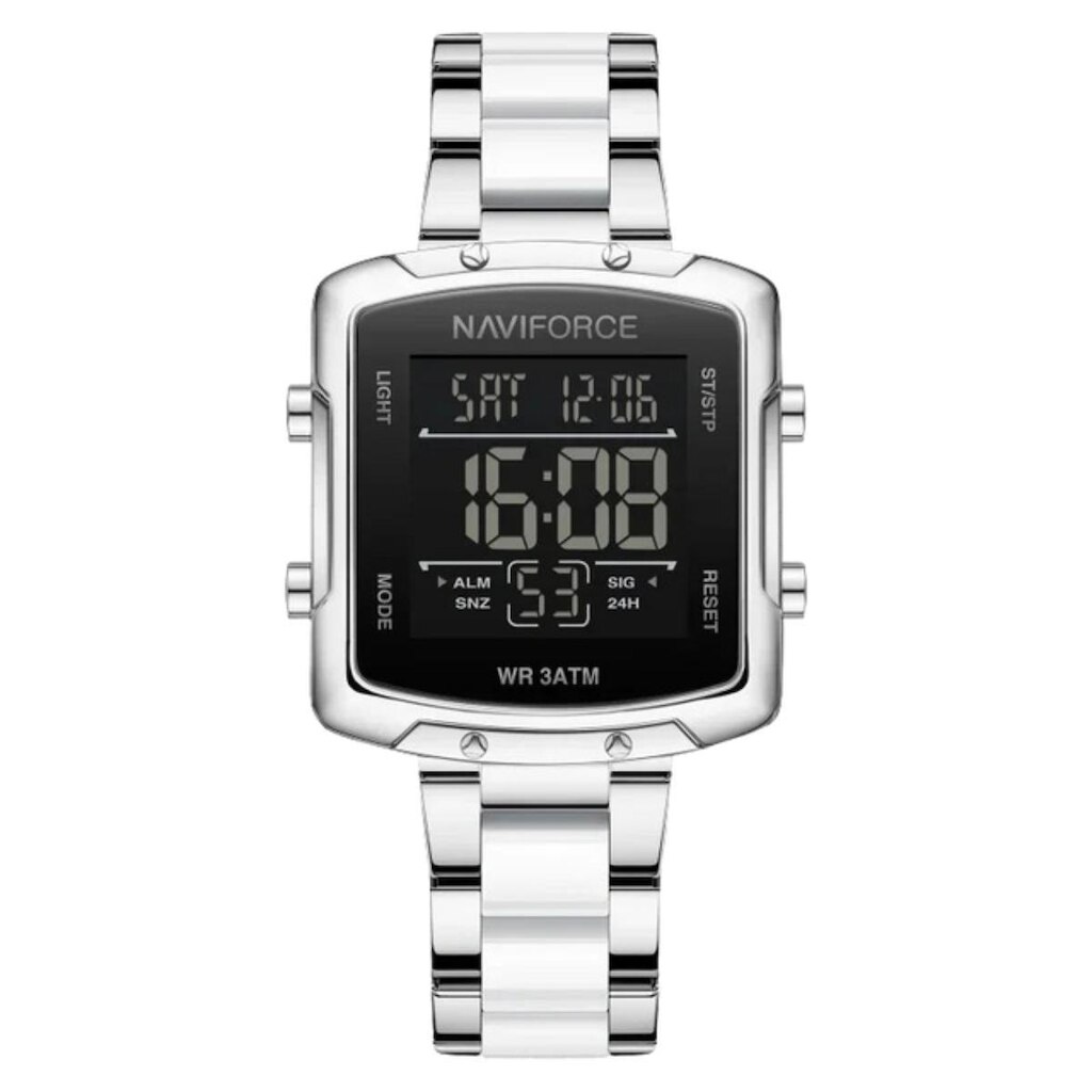 Relógio naviforce pulseira de aço, cronômetro eletrônico