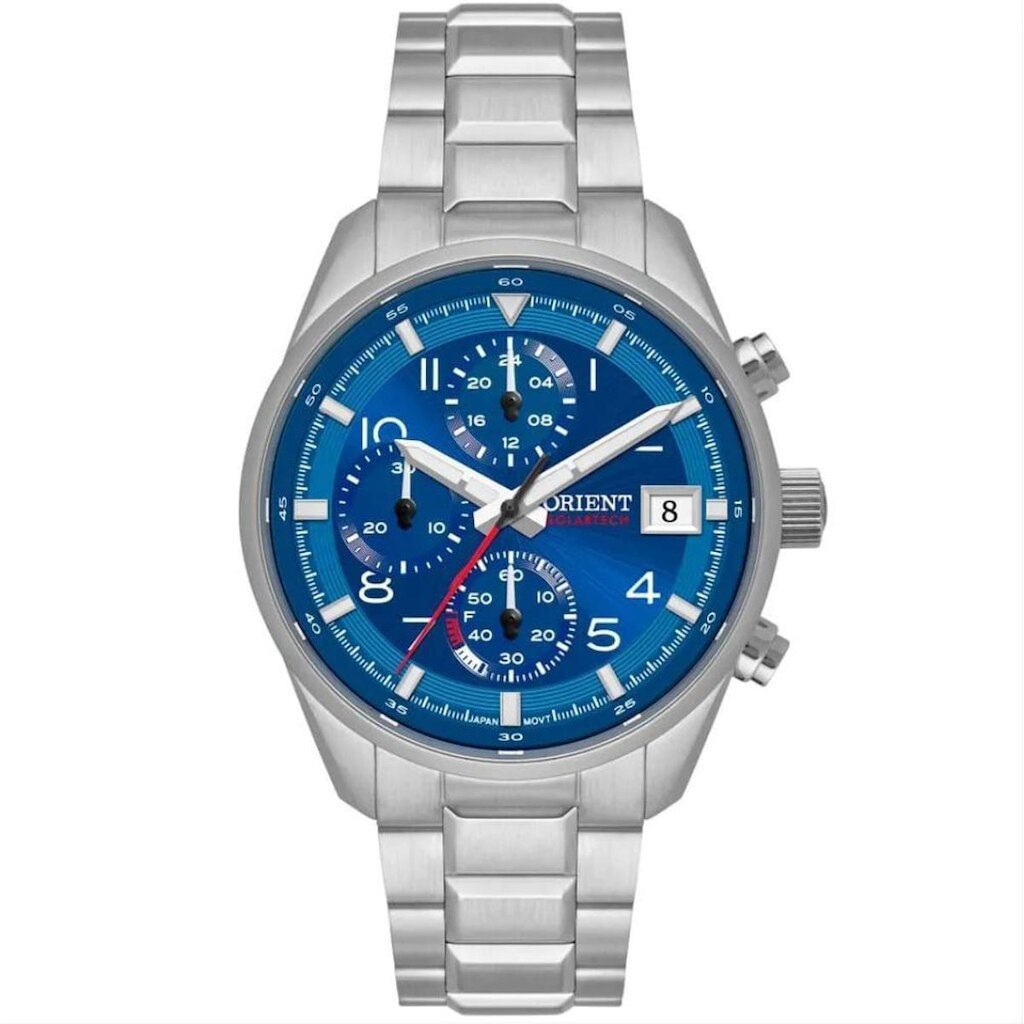 Relógio Orient Masculino Ref: Mbssc308 D2sx Solar Cronógrafo Prateado