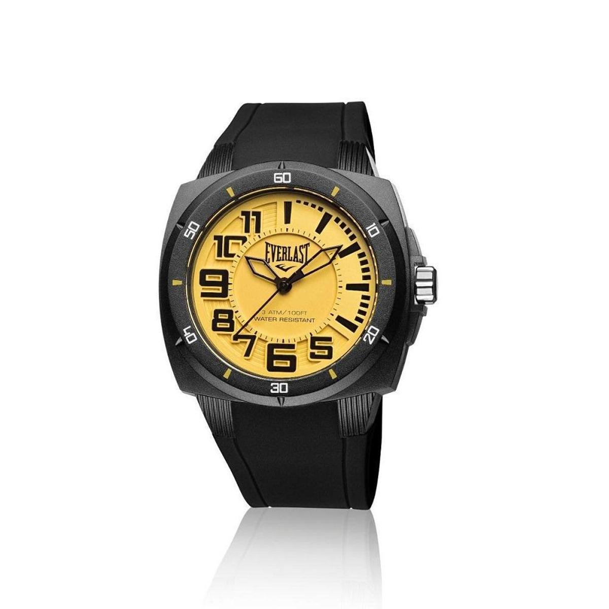 Relógio Pulso Everlast Bold E677 Caixa Abs Pulseira Silicone - Preto+Amarelo Menor preço em Relógio Pulso Everlast Bold E677 Caixa Abs Pulseira Silicone - Preto+Amarelo
