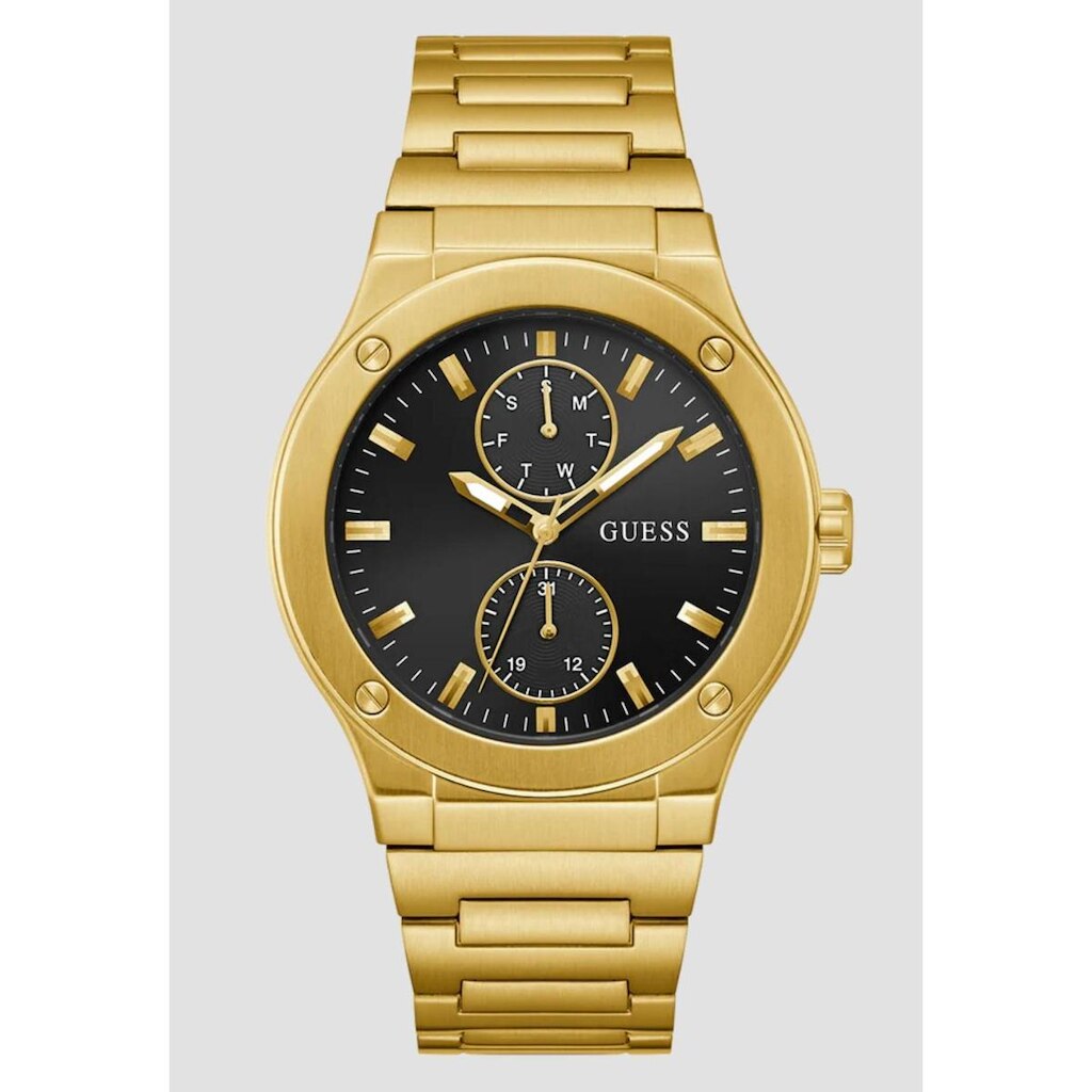 Relógio Redondo Multifuncional Aço Dourado