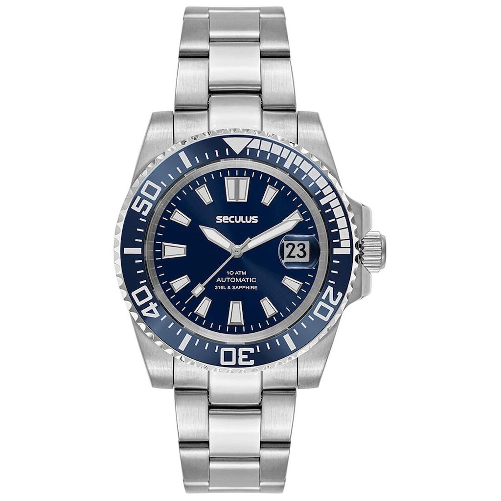 Relógio Seculus Automático 39007G0SVNQ3 Azul 40mm