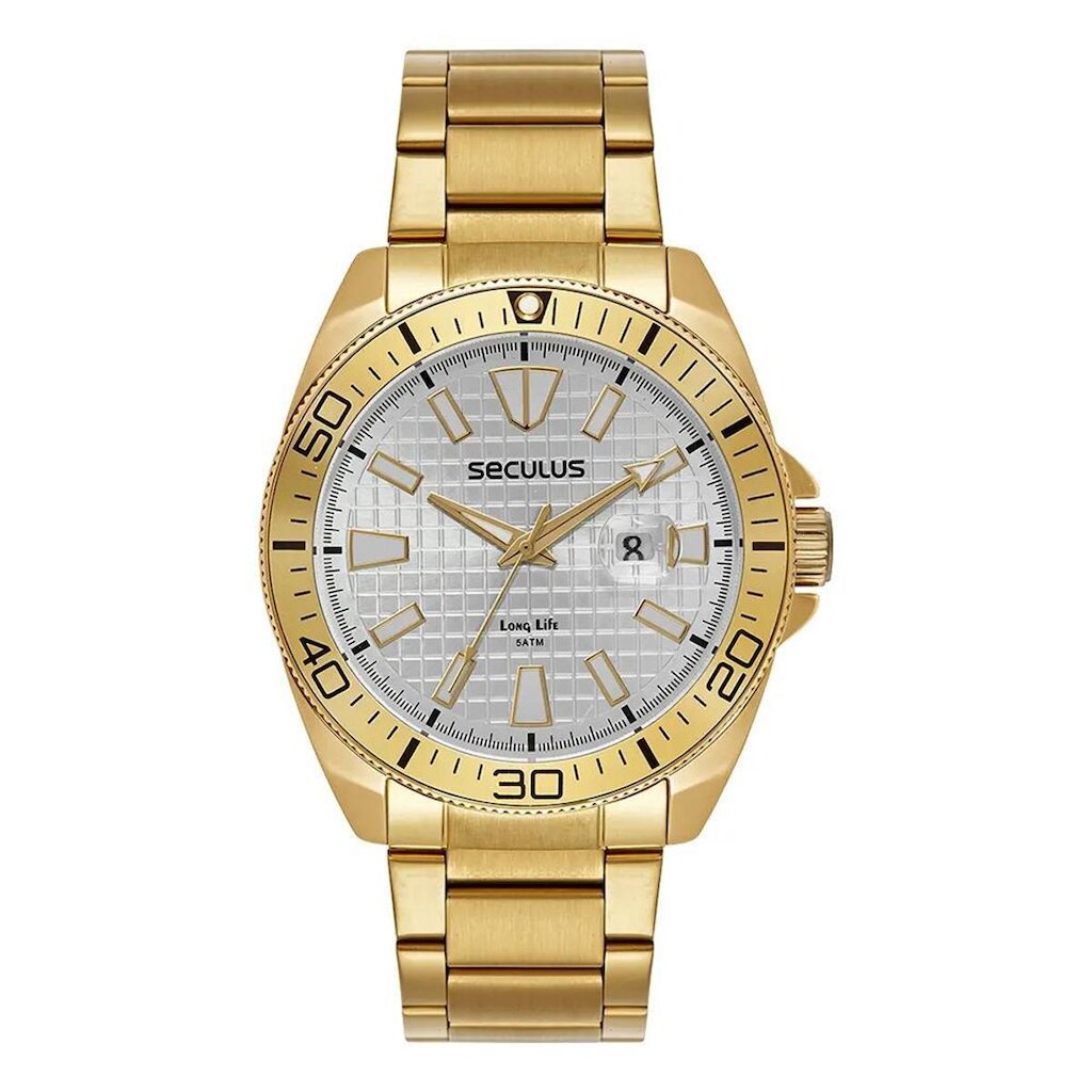 Relógio Seculus Masculino Analógico Dourado 77258GPSVDA2