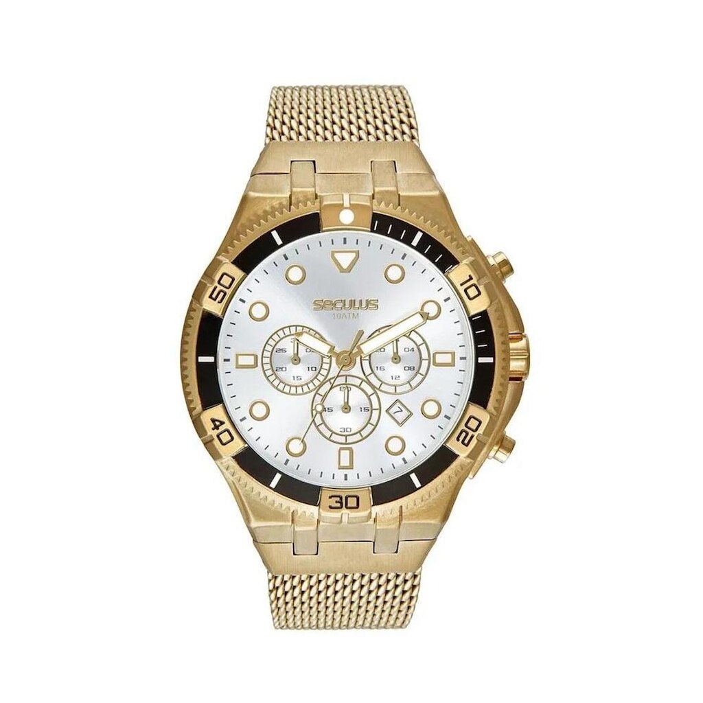 Relógio Seculus Masculino Dourado Cronografo 44183gpsvda1
