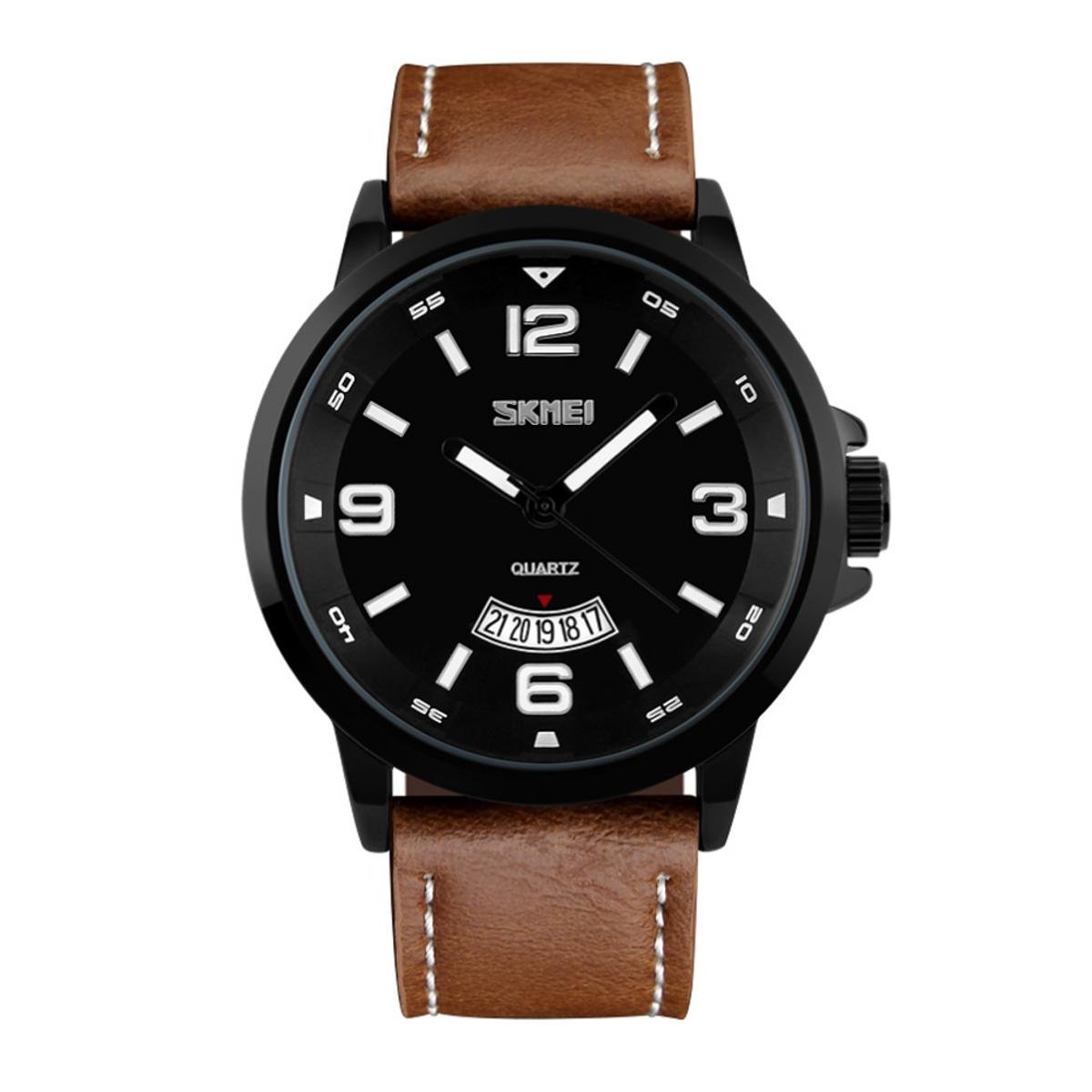 Relógio Skmei Analógico Masculino - Marrom Menor preço em Relógio Skmei Analógico Masculino - Marrom