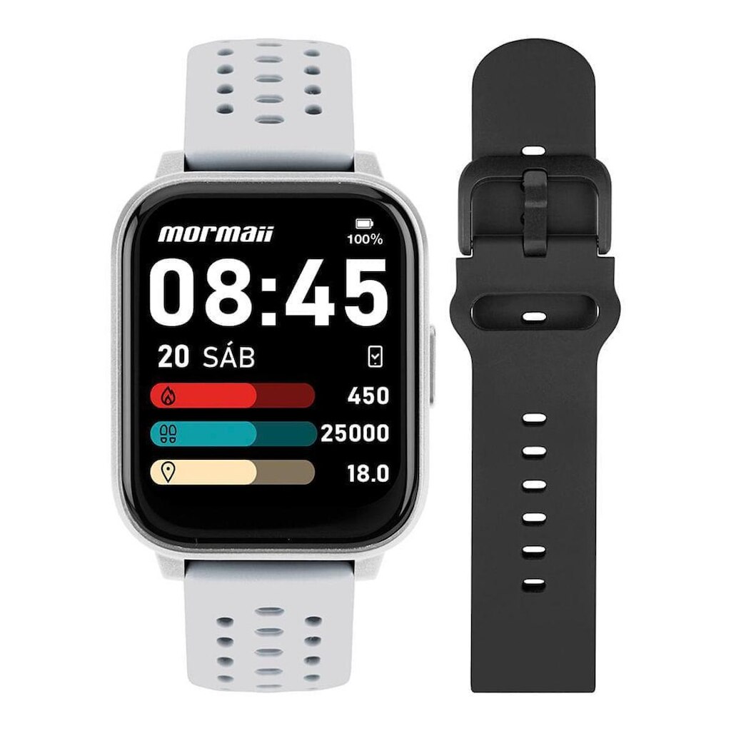 Relógio Smartwatch Unissex Life Prata - MOLIFE2AB/8K Relógio Mormaii Unissex Full Display - MOLIFE2A