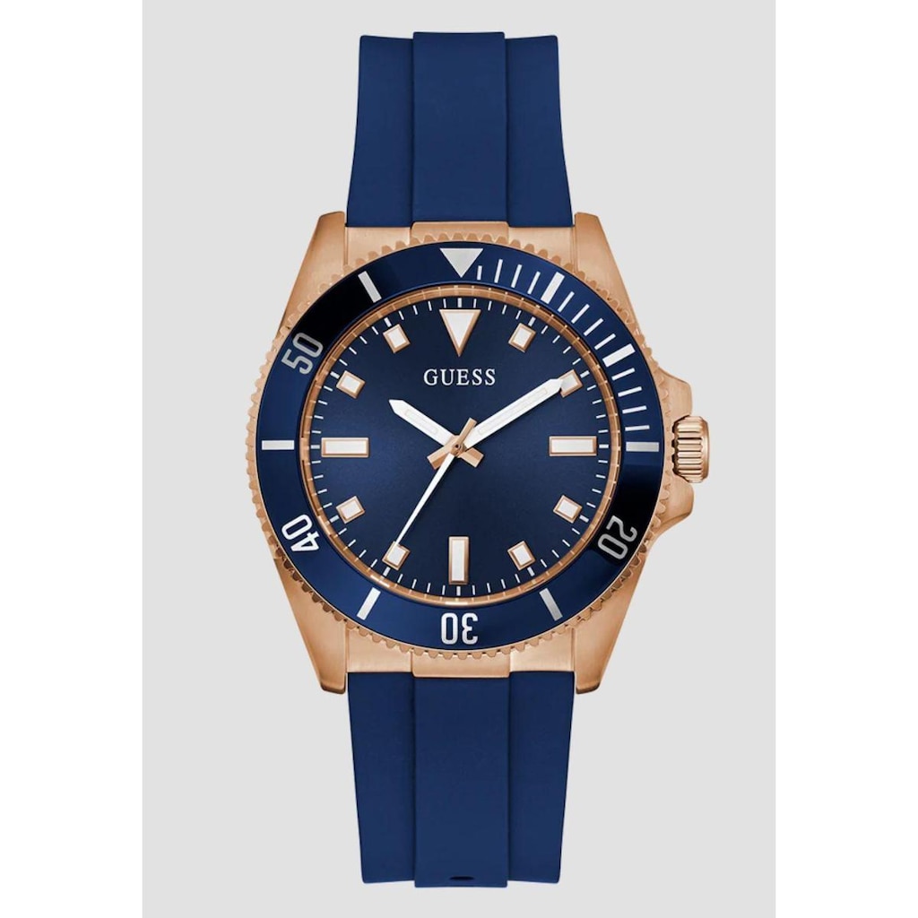 Relógio Sport Silicone Aço Rosê e Azul