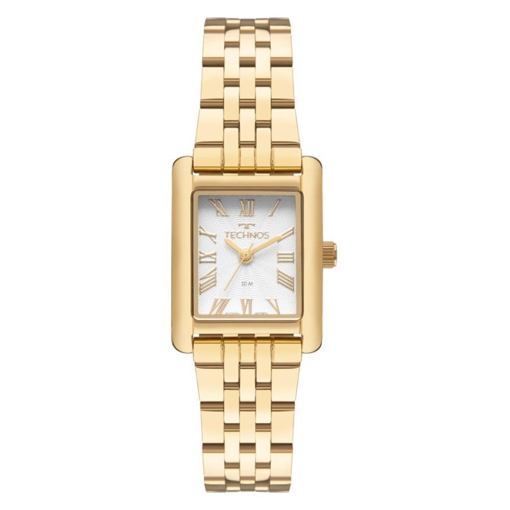 Relógio Technos Feminino Ref: 2036ncj/1k Retangular Elegance Dourado