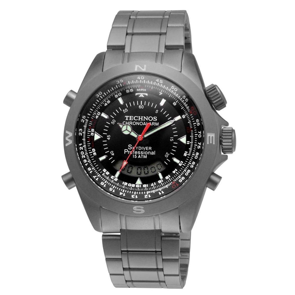 Relógio Technos Performance Skydiver Titanium Masculino - Cinza Menor preço em Relógio Technos Performance Skydiver Titanium Masculino - Cinza
