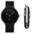 Relógio Ultra Fino Masculino Luxo Casual Social + Acessório - Preto+Azul