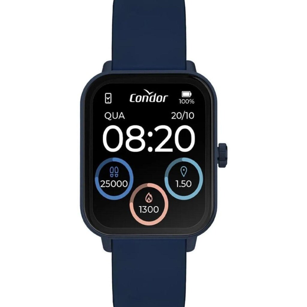 Relógio Unissex Condor Smartwatch Original Preto COSMART1AC8A Pulseira Silicone Azul