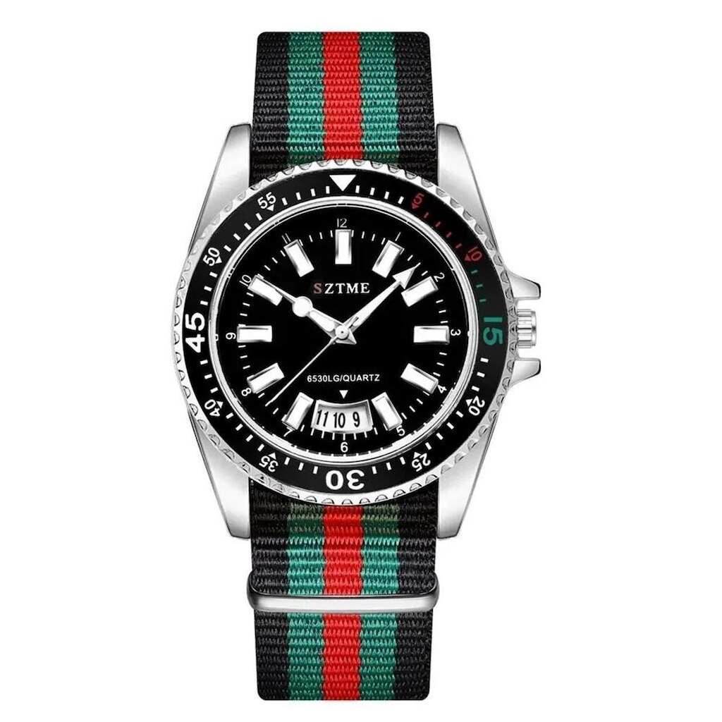 Relógio Unissex de Aço com Pulseira de Nylon
