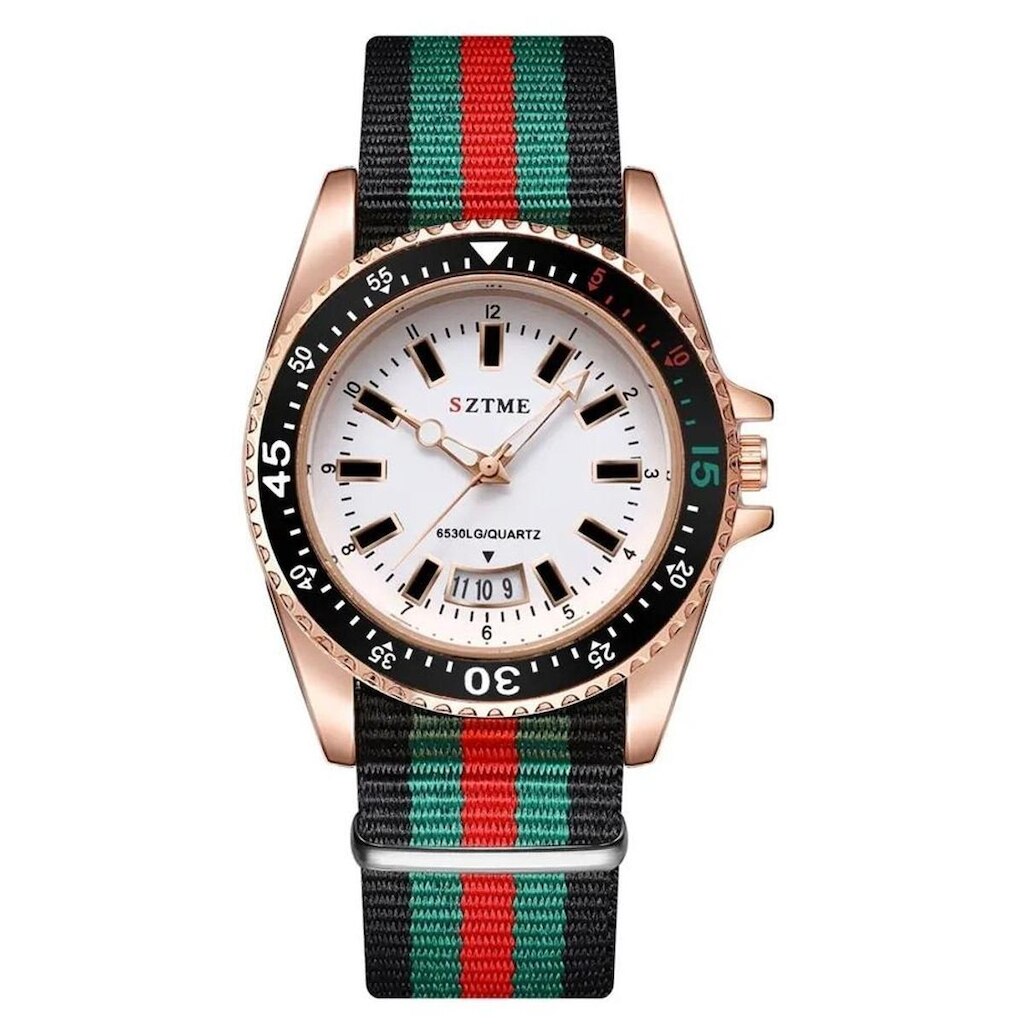 Relógio Unissex de Aço com Pulseira de Nylon
