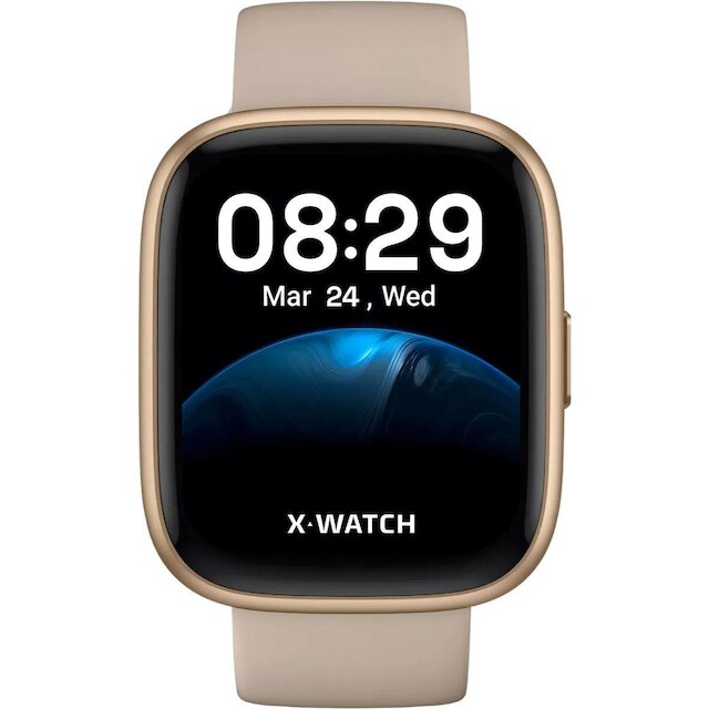 Relógio Unissex X-Watch Smartwatch Prisma Troca Pulseira Original Dourado XSWUQPI011A Pulseira Silic