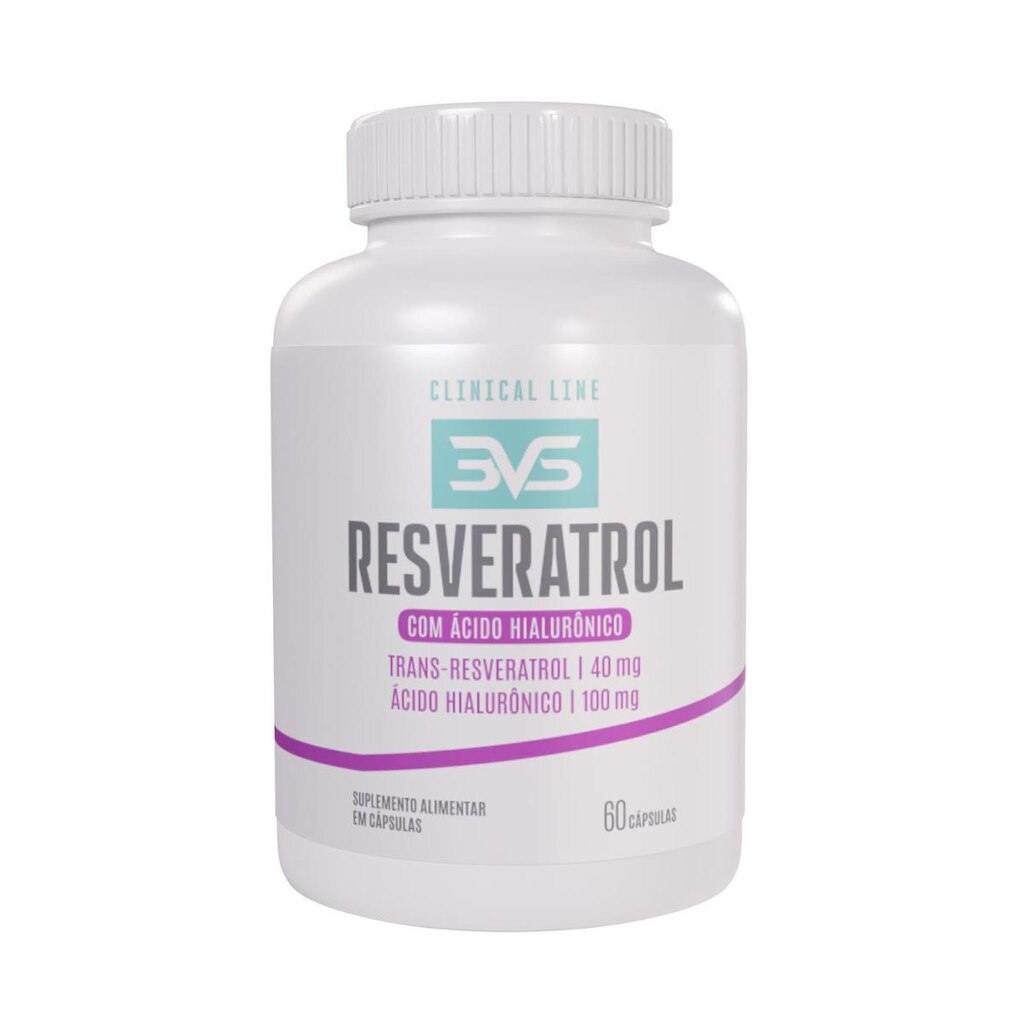Resveratrol 3VS Nutrition com Ácido Hialurônico – Premium com Polifenóis e Antioxidantes – 60 Cáps.