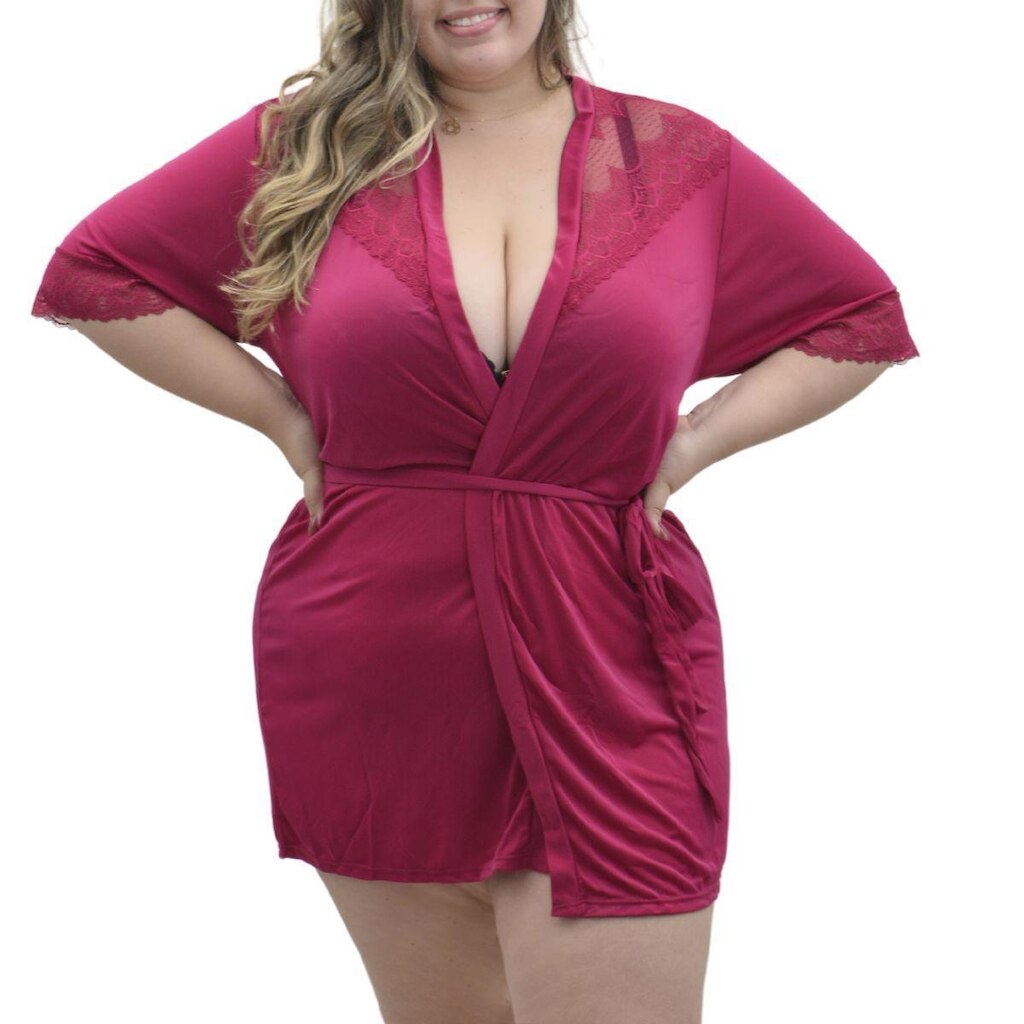 Robe em liganete Plus Size Vi Lingerie .
