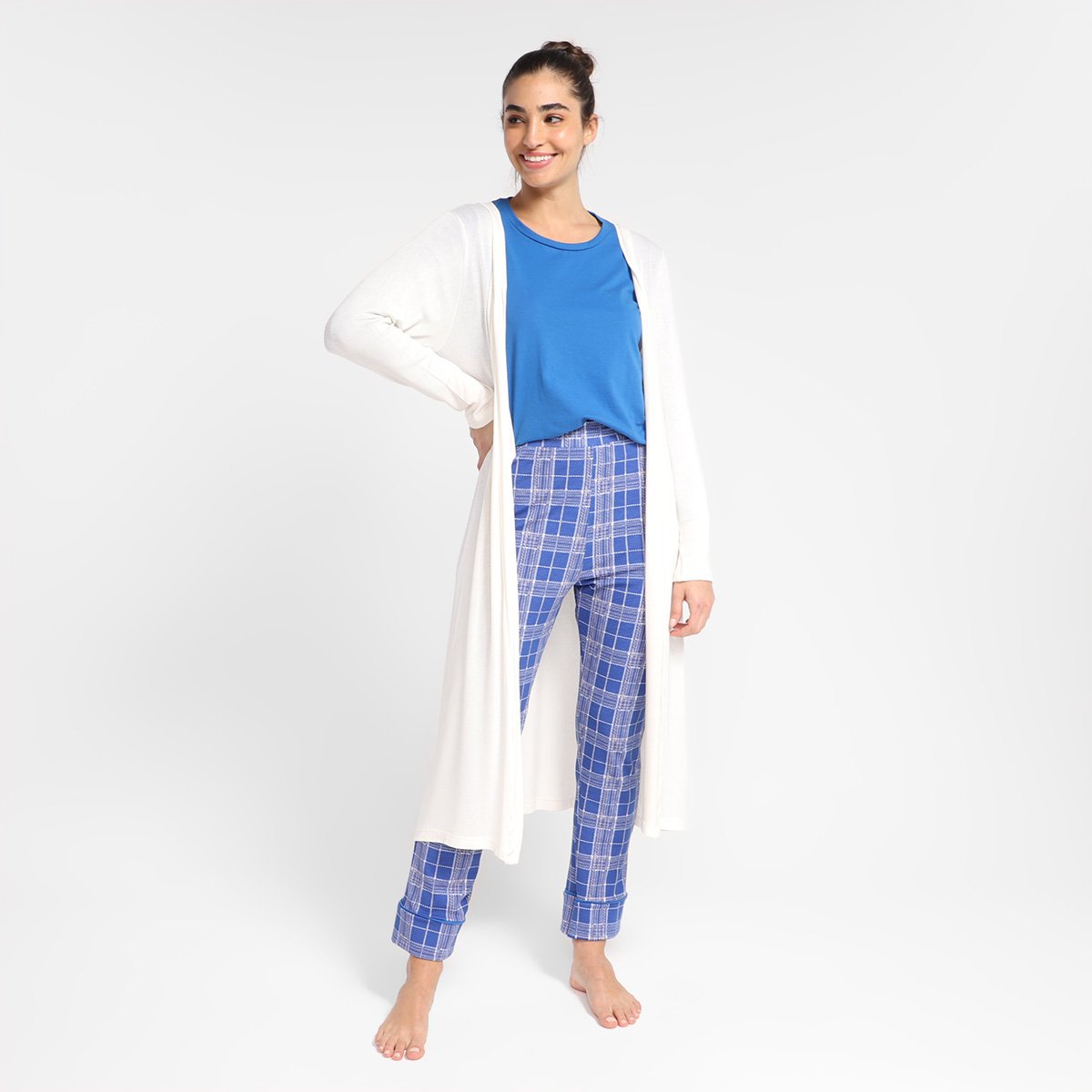 Robe Longo Volare Tricot Feminino - Branco Menor preço em Robe Longo Volare Tricot Feminino - Branco