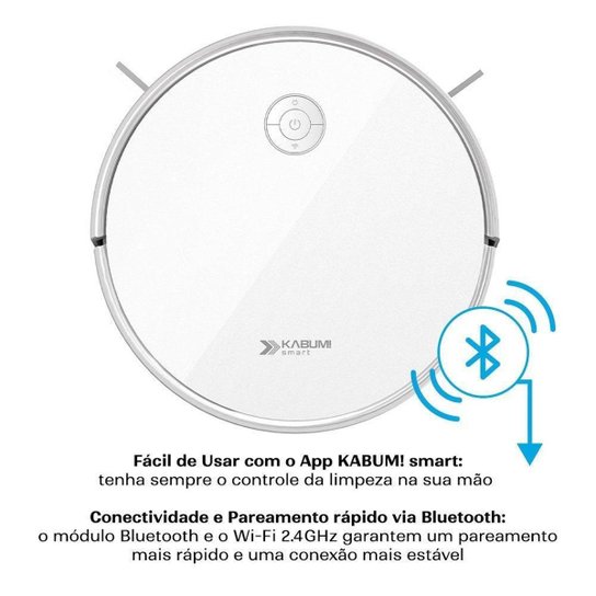 Robô Aspirador e Passa Pano KABUM! smart 550 - 3000Pa Bluetooth Função Carpete Bivolt KSAR550BR