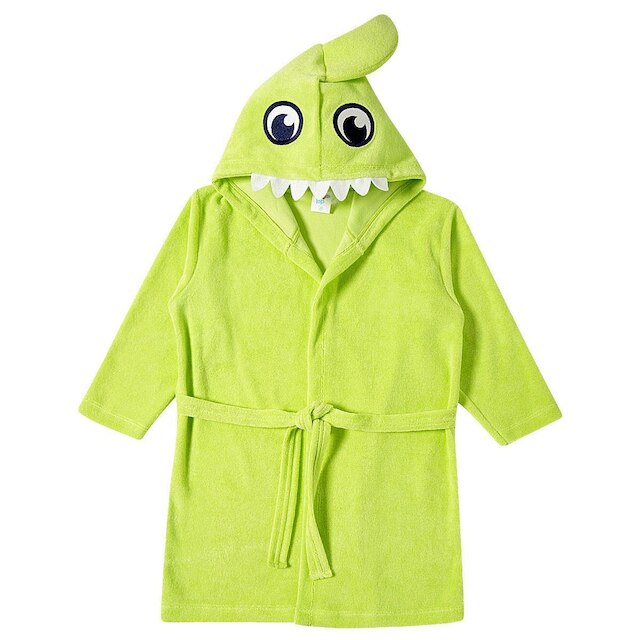 Roupão Praia Infantil Atoalhado Shark Verde Limão Tip Top