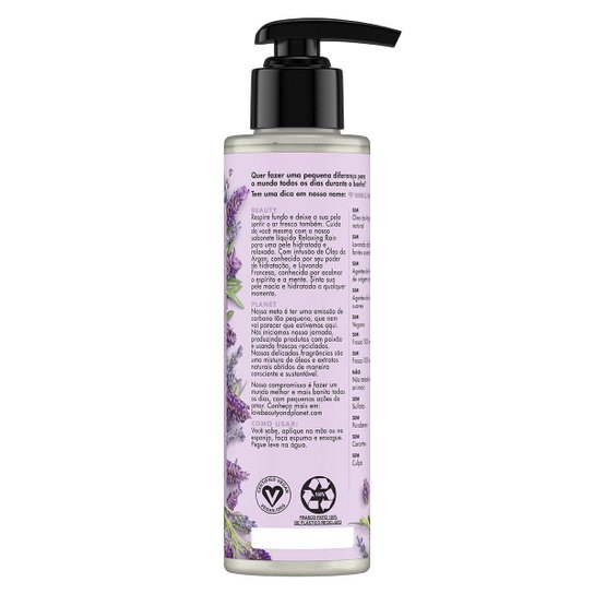 Sabonete Relaxing Rain Maos E Corpo Oleo De Argan Lavanda Love Beauty And Planet 300ml Incolor Zattini