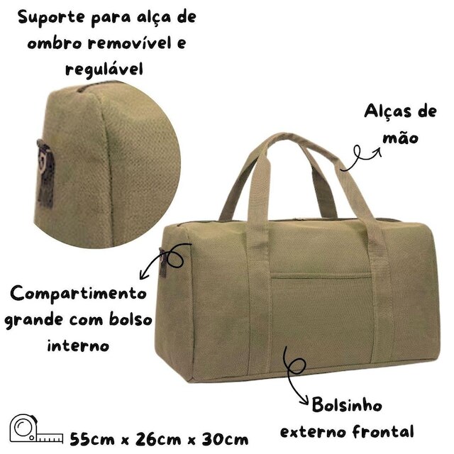 Sacola De Viagem Em Lona Bolsa Masculina Grande Espaçosa